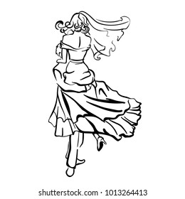 Bride and groom. Joyful wedding illustration.