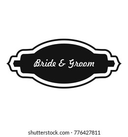 Bride and groom label icon. Simple illustration of bride and groom label vector icon for web