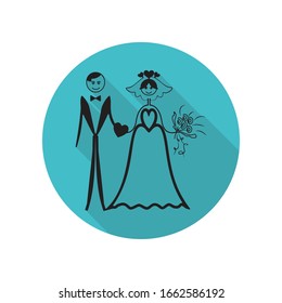 Bride and groom long shadow icon. Simple glyph, flat vector of arrow icons for ui and ux, website or mobile application