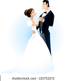 Bride and Groom looking tenderly at each other on their wedding