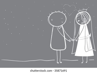 Bride and groom loose sketch