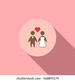 Bride and groom as love wedding couple vector icon isolated