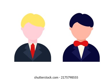 Bride and groom of a man. Vector illustration on white background.