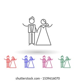 Bride, groom multi color icon. Simple thin line, outline vector of family life icons for ui and ux, website or mobile application