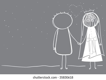 Bride and groom on a starry night