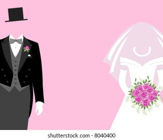 Bride and Groom - Pink background