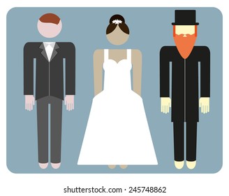 Bride and Groom red bearded rabbi