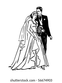 Bride And Groom - Retro Clip Art