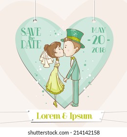 Bride and Groom - Save the Date Wedding Card - in vector