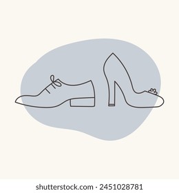 Bride and groom in shoes icon. Perfect for Valentine's day, wedding designs.