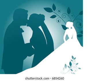 bride and groom silhouette concept