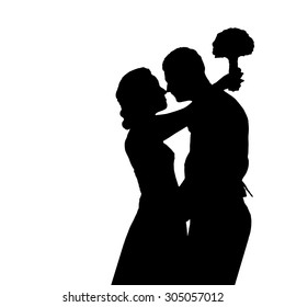 Bride and Groom Silhouette - Illustration