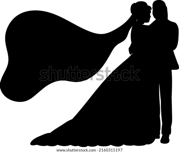 Bride Groom Silhouette On White Background Stock Vector (Royalty Free ...