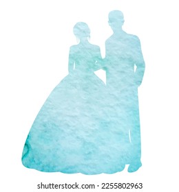 bride and groom silhouette watercolor,design isolated,vector