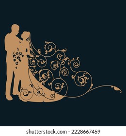 Bride und Groom Silhouette Hochzeitskuchen Topper.