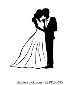 bride and groom silhouette. wedding couple icon, sign and symbol.
