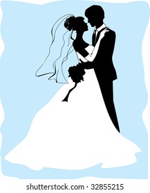 Bride and groom silhouettes