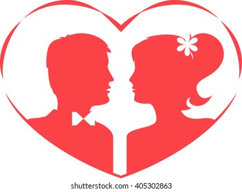 Bride Groom Silhouettes Against White Background Stock Vector (Royalty ...