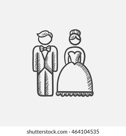 Bride and groom sketch icon for web, mobile and infographics. Hand drawn vector isolated icon.