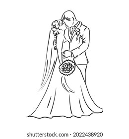 Esbozo de novia y de Groom: vector del boceto vector de novias y novios