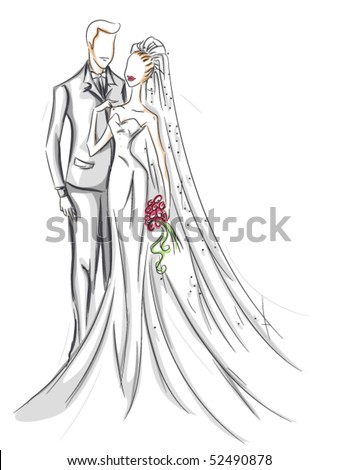 Bride Groom Sketch Vector Stock Vector (Royalty Free) 52490878