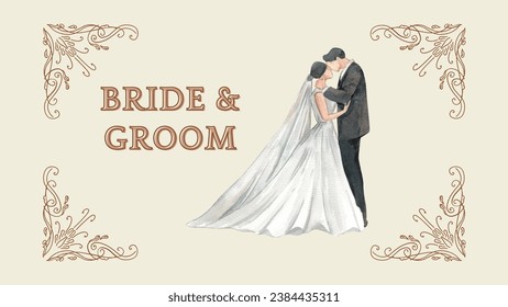 Bride and Groom with soft background and beautiful corners