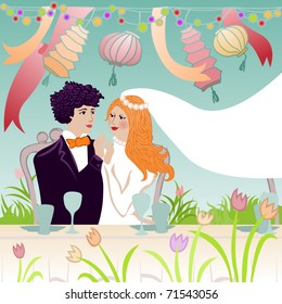 bride and groom at spring wedding