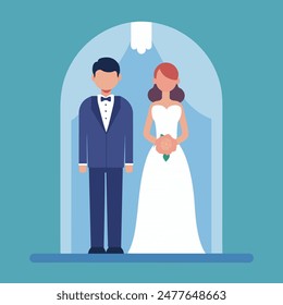 The bride and groom are standing next to each other on their wedding day