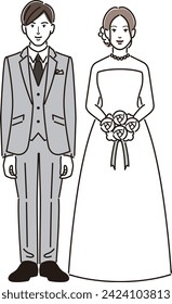 bride and groom standing side by side