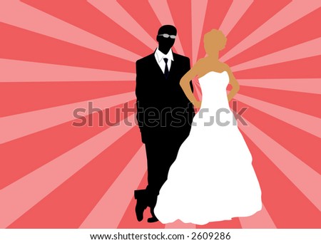 bride and groom in summer vector