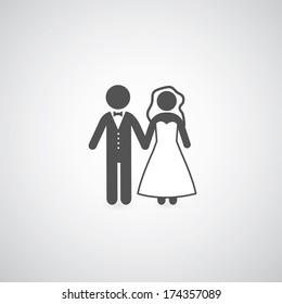 bride and groom symbol on gray background 