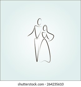 bride and groom symbol on gray background 
