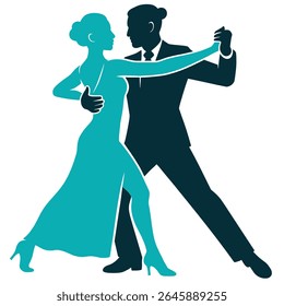 bride and groom Tango Danceing silhouette