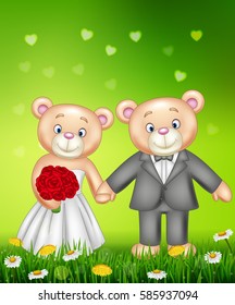 Bride And Groom Teddy Bears Getting Married 