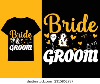 bride and groom t-shirt design vector art