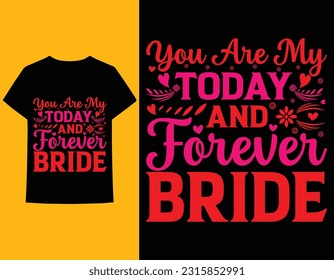 bride and groom t-shirt design vector art