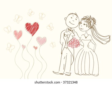 bride and groom. vector
