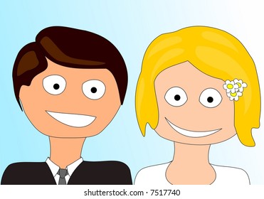 Bride & groom - vector.