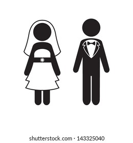 Bride and Groom Vector Icons. Wedding Concept 