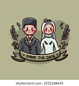Bride and groom vector illustration