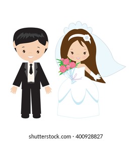 Bride and groom vector illustration