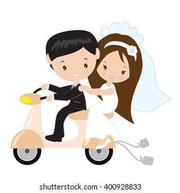 Bride and groom vector illustration