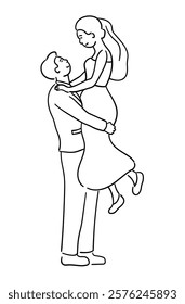 Bride and groom, vector illustration of the groom is carrying the bride