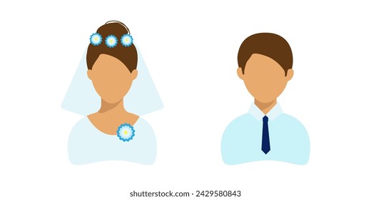 The bride and groom. Vector illustration isolated on a white background