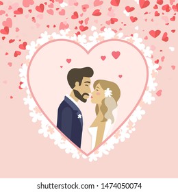 Bride Groom Vector Kissing Husband Wife Stock Vector (Royalty F photo