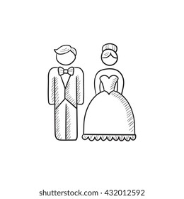 Bride and groom vector sketch icon isolated on background. Hand drawn Bride and groom icon. Bride and groom sketch icon for infographic, website or app.