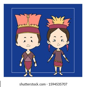 The bride and groom wear Papua costumes