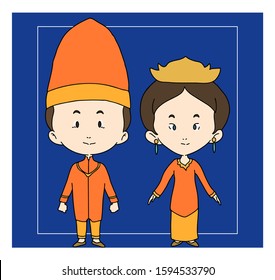 The bride and groom wear the Riau Islands costume