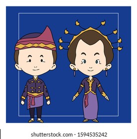 The bride and groom wear West Nusa Tenggara costumes