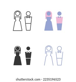 bride and groom wedding cake topper vector icon wedding cake